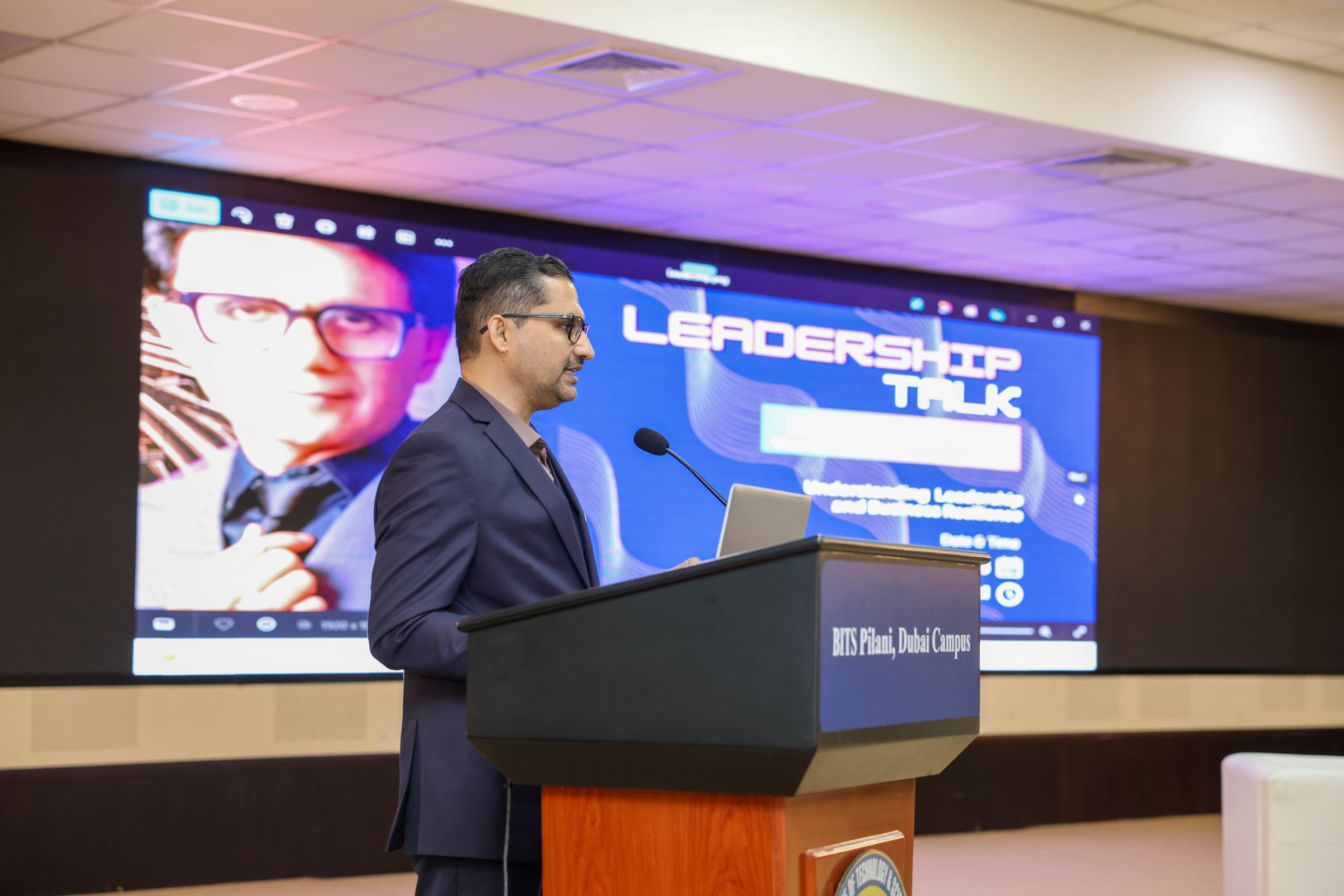 Sarma PVBP delivering a Leadership Talk at BITS Pilani, Dubai Campus